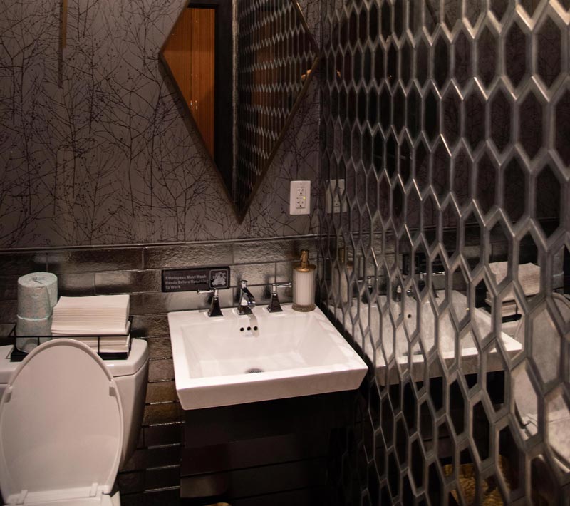 Image of bathroom of Prime restaurant designed by Anastasios Interiors