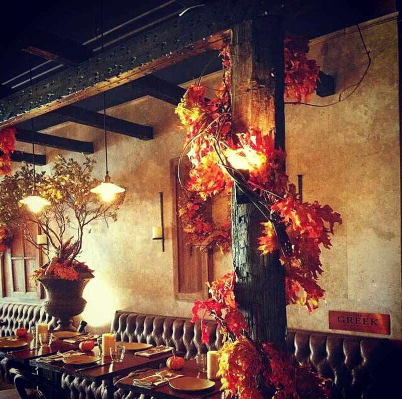 Interior of the Greek Restaurant decorated for the Fall by Anastasios Interiors